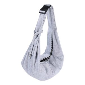 Soft Gray Puppy Sling Carrier with Adjustable Shoulder Strap for Small Dogs and Cats