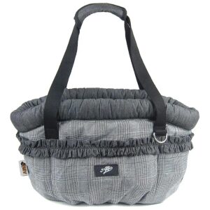 Soft Grey Pet Carrier with Padded Bottom and Feather Edges for Comfortable Design