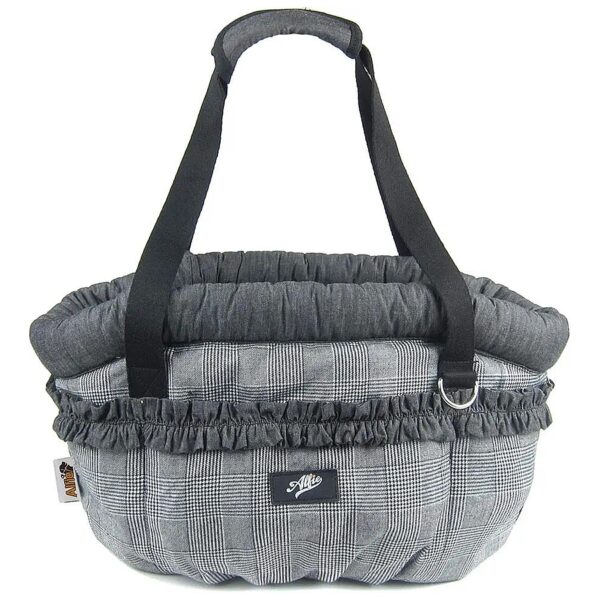 Soft Grey Pet Carrier with Padded Bottom and Feather Edges for Comfortable Design