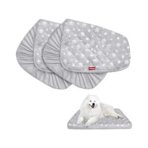 Soft Grey Star Print Quilted Dog Bed Cover Waterproof 32x44 Inches Machine Washable