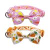 Soft High Density Polyester Easter Day Dog Collar with Carrot Bunny Bow Tie Pink Large