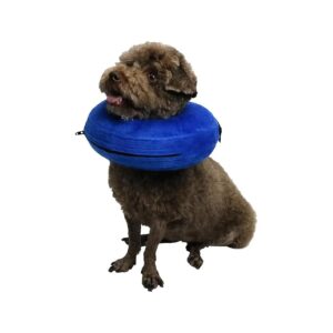 Soft Inflatable Dog Cone Collar for Pet Recovery Surgery Wound Prevention Blue Adjustable