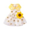 Soft Lace Floral Pet Dress with Sunflower for Medium Small Dogs