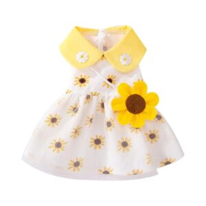 Soft Lace Floral Pet Dress with Sunflower for Medium Small Dogs