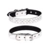 Soft Leather Crystal Rhinestones Dog Collar for Small to Medium Breed Dogs - Adjustable