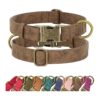 Soft Leather Dog Collar for Small Dogs with Brown Color and Quick Release Buckle