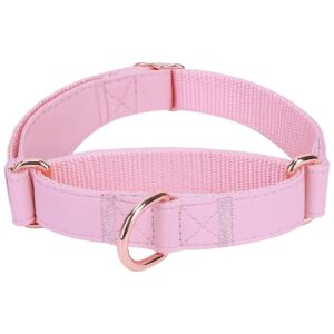 Soft Leather Martingale Dog Collar with Adjustable Rose Gold Buckle for Gentle Training