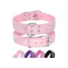 Soft Leather Rhinestone Studded Dog Collar for Medium to Large Dogs