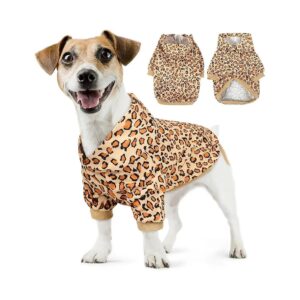 Soft Leopard Print Dog Hoodie with Hat for Small Medium Large Dogs Winter Warm Jackets