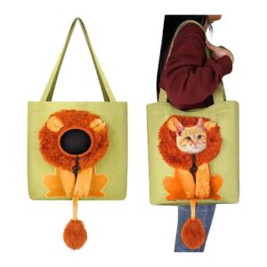 Soft Lion Shaped Pet Carrier Bag for Small Cats Dogs Up to 9 lbs Green Color