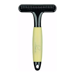 Soft Memory Foam Grip Yellow Dog Undercoat Rake for Comfortable Grooming