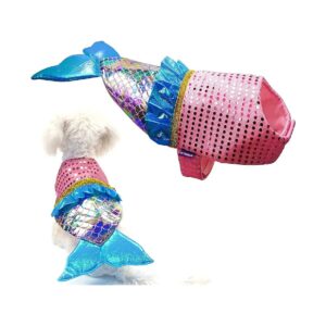 Soft Mermaid Dog Costume for Large Dogs XL Size Pet Outfit Halloween Party