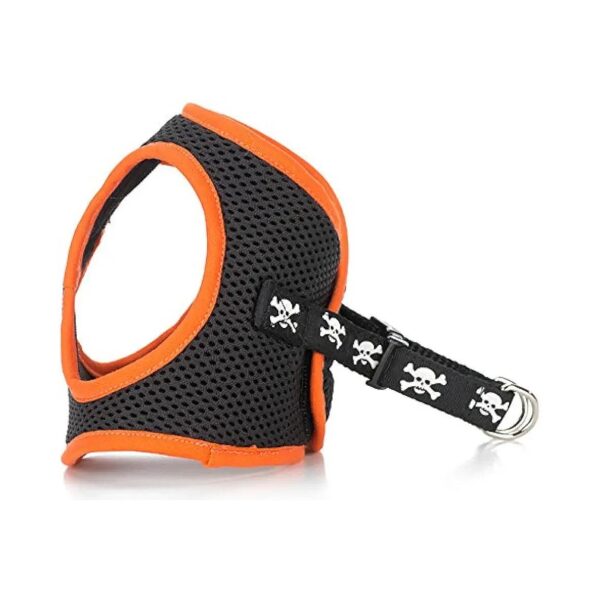 Soft Mesh Dog Harness with Orange Skulls Pattern for Large Dogs Comfortable Wearing Style