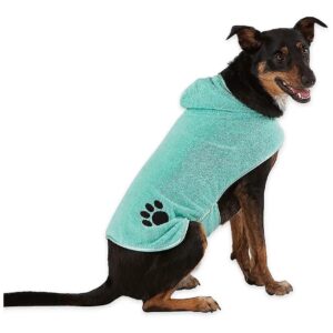 Soft Microfiber Pet Robe with Adjustable Closure, Medium Aquamarine for Dogs and Cats