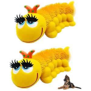 Soft Natural Rubber Caterpillar Squeaky Dog Toy for Puppies and Small Dogs