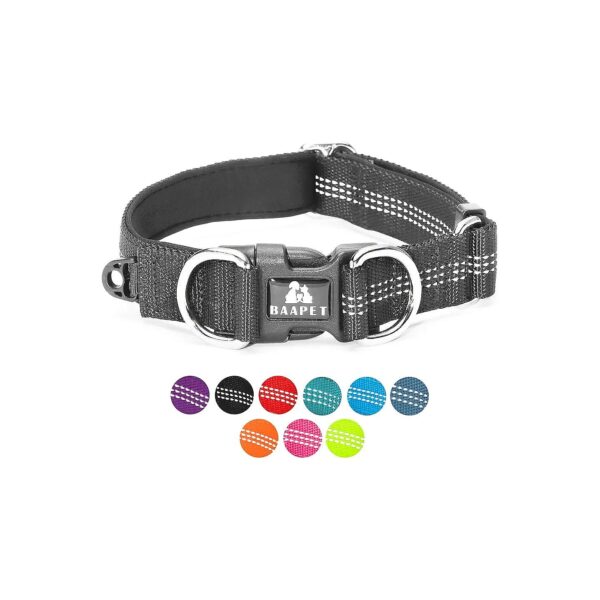 Soft Neoprene Padded Dog Collar with Double Security Dual D-Ring and Adjustable Length