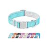 Soft Neoprene Padded Turquoise Nylon Dog Collar with Reflective Material for Medium Dogs