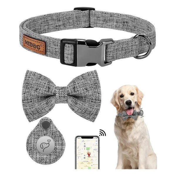 Soft Nylon Airtag Dog Collar with Quick-Release Buckle for Small Medium Large Dogs