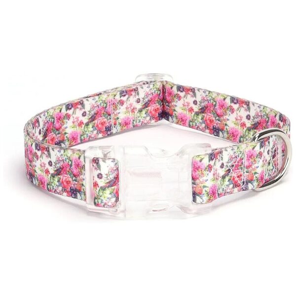 Soft Nylon Floral Print Puppy Dog Collar for Small to Large Dogs with Comfortable Fit