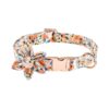 Soft Orange Floral Dog Collar with Metal Buckle and D-Ring for Small to Large Female Pets