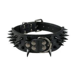 Soft PU Leather Sharp Spiked Studded Dog Collar for Medium Large Dogs