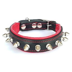 Soft Padded Leather Collar with Blunt Screw Tips for Small Dog Breeds