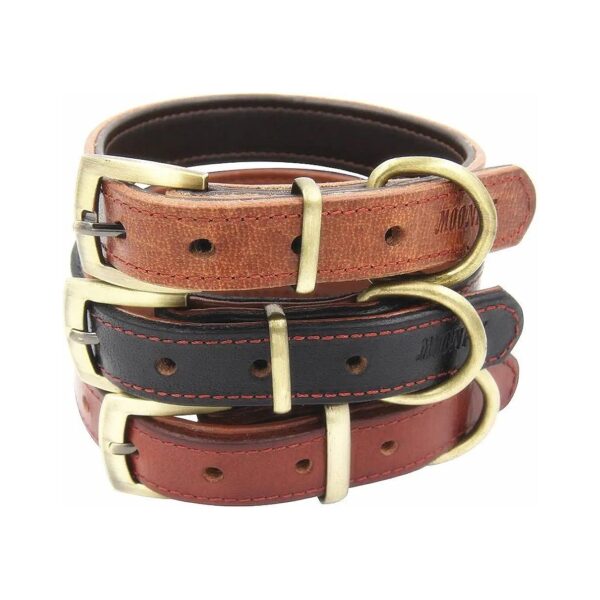 Soft Padded Leather Dog Collar for Small Medium Large Dogs