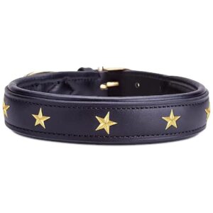 Soft Padded Leather Dog Collars 15 19 Inch Medium Black Adjustable Rust Resistant Buckle