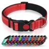 Soft Padded Reflective Nylon Dog Collar with Safety Buckle for Large Dogs Red