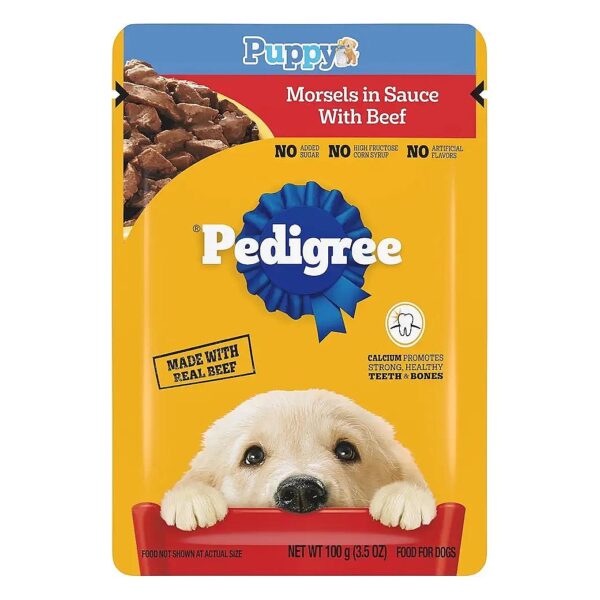 Soft Pate Wet Dog Food for Puppies with Real Beef and Essential Vitamins and Minerals