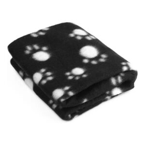 Soft Pet Blanket for Small Black Pets with Paw Print Design