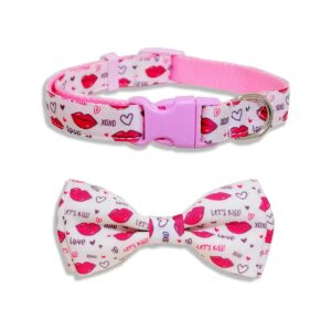 Soft Pet Collar for Small Medium Large Dogs Valentine's Day Let's Kiss Pattern