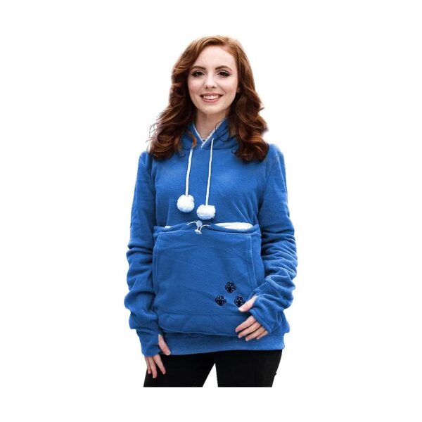 Soft Pet Pouch Hoodie for Women with Large Carry Pouch and Fleece Lining