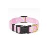 Soft Pink Floral Dog Collar Adjustable for Small to Large Dogs with Quick Release Buckle