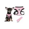 Soft Pink Mesh Dog Harness Vest for Small Dogs with Secure Leash Attachment