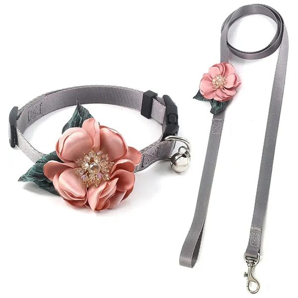 Soft Pink Nylon Dog Collar with Detachable Flower Charm for Female Extra Small Dogs