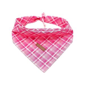 Soft Pink Plaid Square Adjustable Dog Scarf for Small Medium Large Dogs