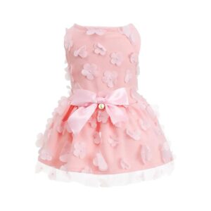 Soft Pink Princess Dress for Small Breeds - Lightweight, Breathable Fabric for Daily Wear