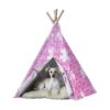 Soft Pink Puzzle Pet Teepee Hideaway for Dog Toys and Accessories