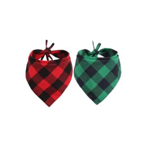 Soft Plaid Dog Bandanas with Triangle Scarf Bibs for Pet Accessories Christmas Gift