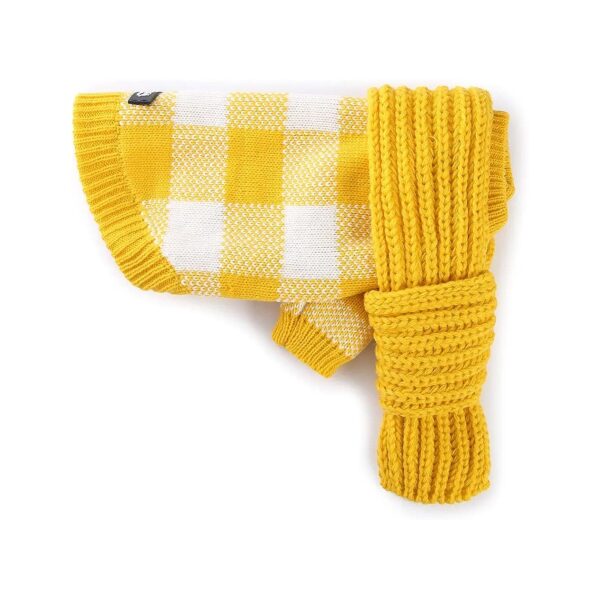 Soft Plaid Puppy Sweater with Scarf for Small Medium Breed Dogs