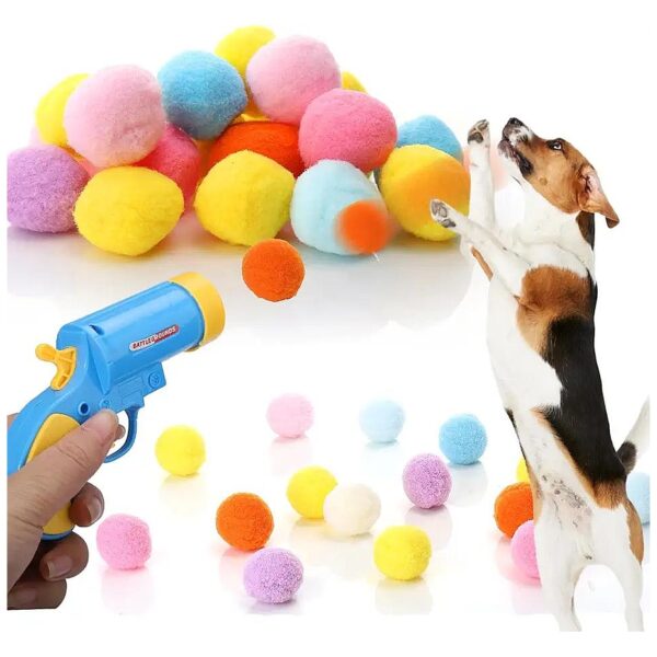 Soft Plush Ball Launching Gun with 20Pcs Pom Pom Balls