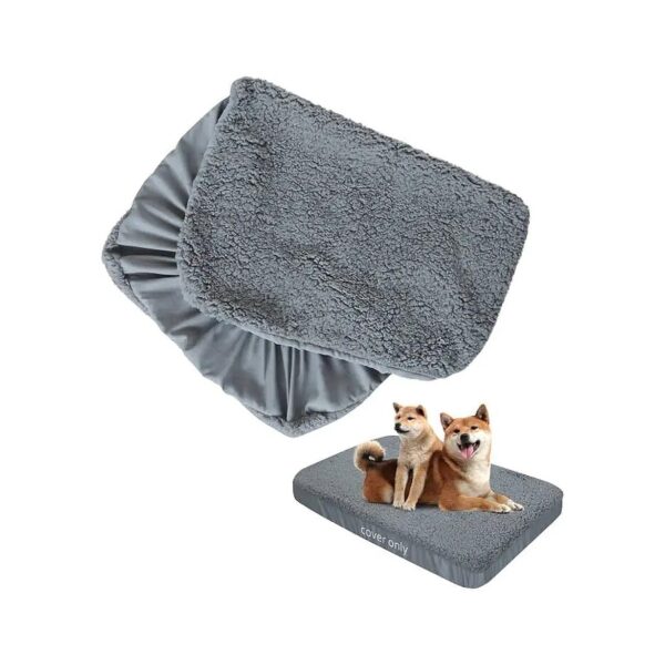 Soft Plush Dog Bed Liner 36x27 Inches Waterproof Grey Pet Bed Cover Replacement Washable