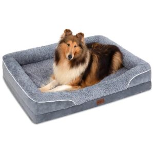 Soft Plush Dog Bed for Large Dogs with 3 Inch Orthopedic Foam and Waterproof Lining