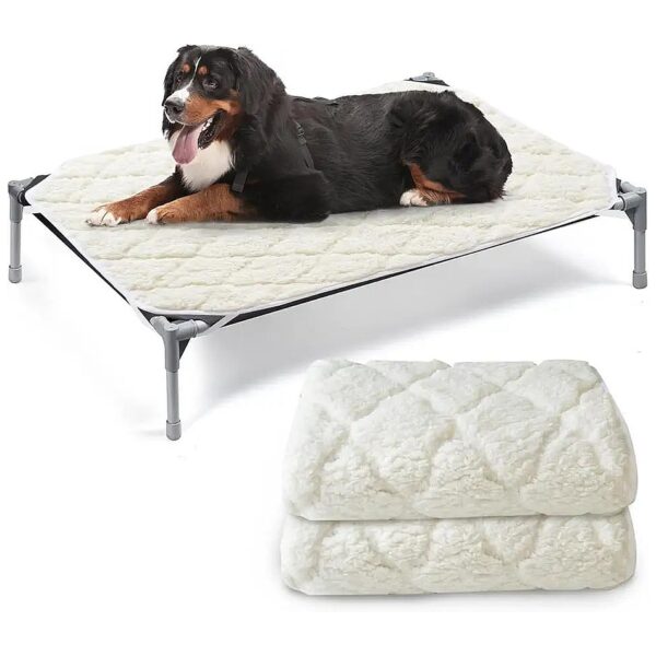 Soft Plush Dog Elevated Bed Pad Waterproof 2 Pack for Large Breeds