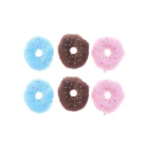 Soft Plush Donut Shaped Squeaky Chew Toy for Fetching Tugging and Play