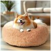 Soft Plush Faux Fur Calming Dog Bed for Small Dogs and Cats Up to 25 lbs