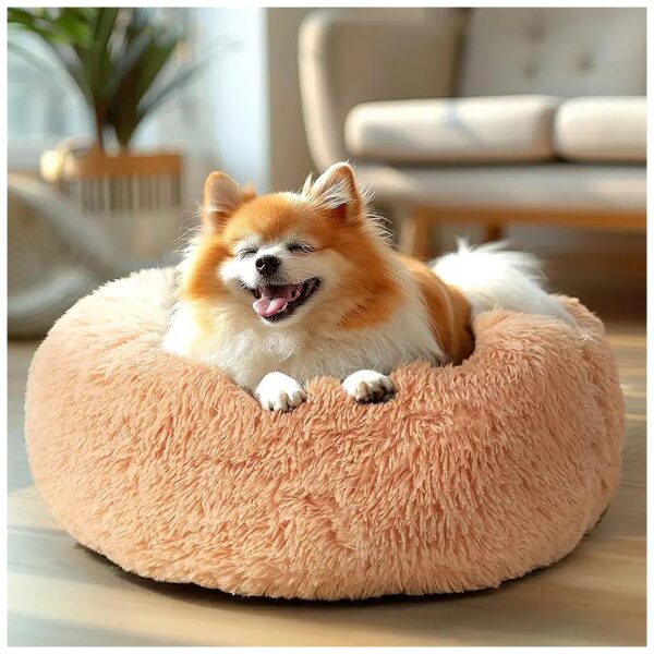 Soft Plush Faux Fur Calming Dog Bed for Small Dogs and Cats Up to 25 lbs