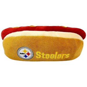 Soft Plush Football Team Hot Dog Squeaker Toy for Dogs and Cats NFL Steelers