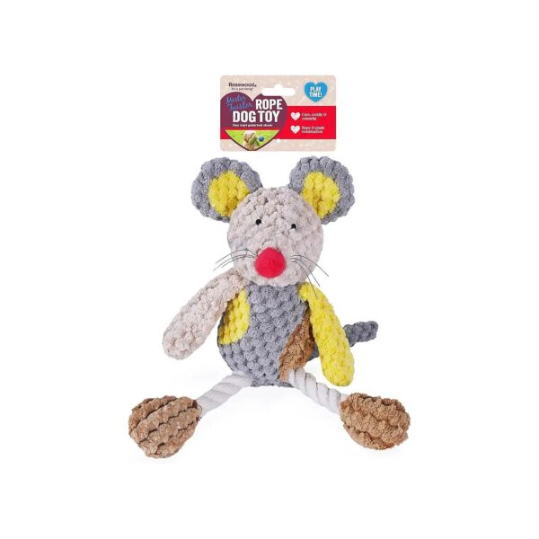 Soft Plush Mouse Toy with Squeaker and Rope for Interactive Dog Fun